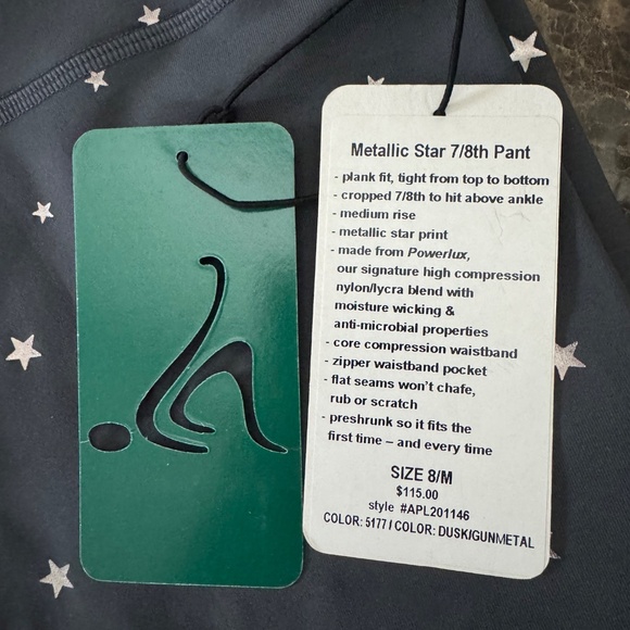 Nancy Rose Performance Metallic Star 7/8 Pant-dusk/gunmetal-sz 8/med. - Picture 3 of 5